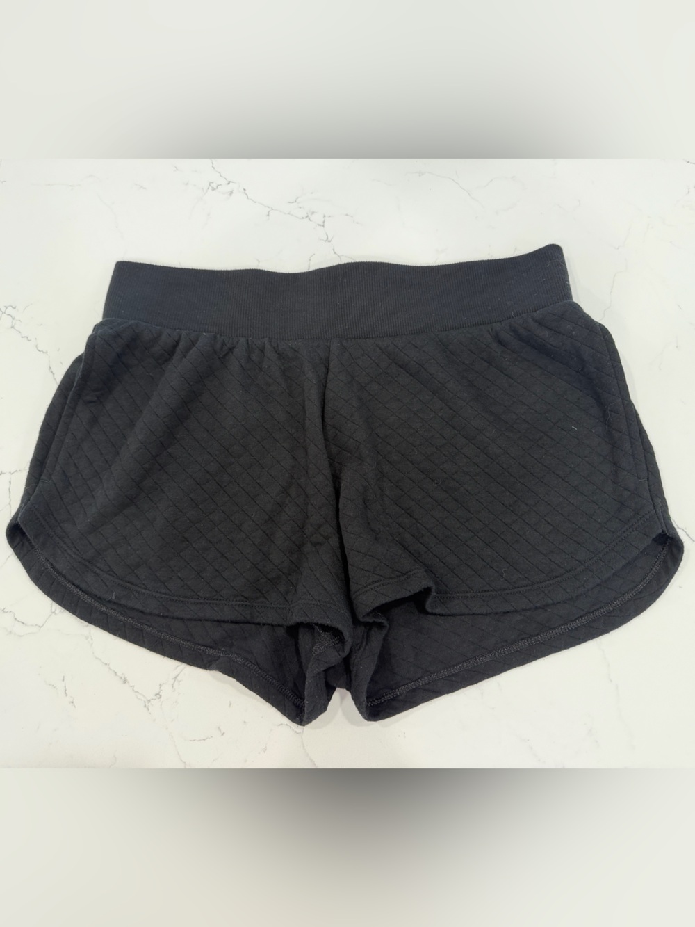 stars above Black Quilted Lounge Shorts